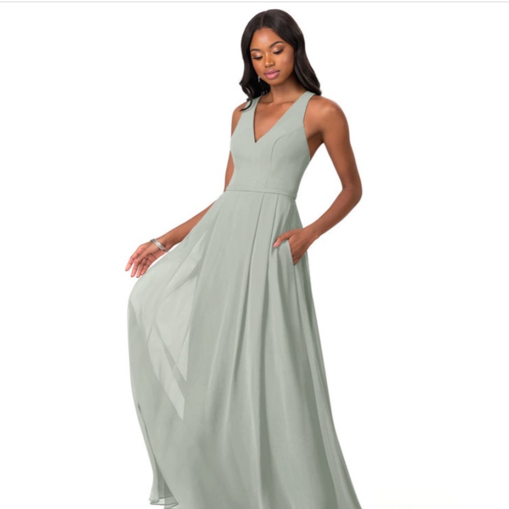 New! Azazie Mimi dress in Silver